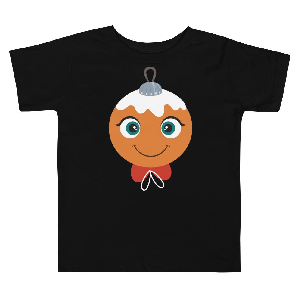 Kritter Christmas Gingerbread Ornament Toddler T-shirt in festive design, made from 100% cotton, perfect for holiday celebrations.