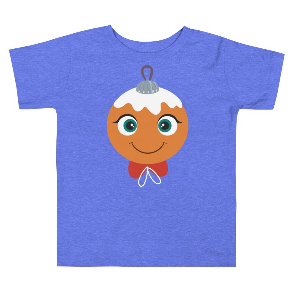 Kritter Christmas Gingerbread Ornament Toddler T-shirt in festive design, made from 100% cotton, perfect for holiday celebrations.