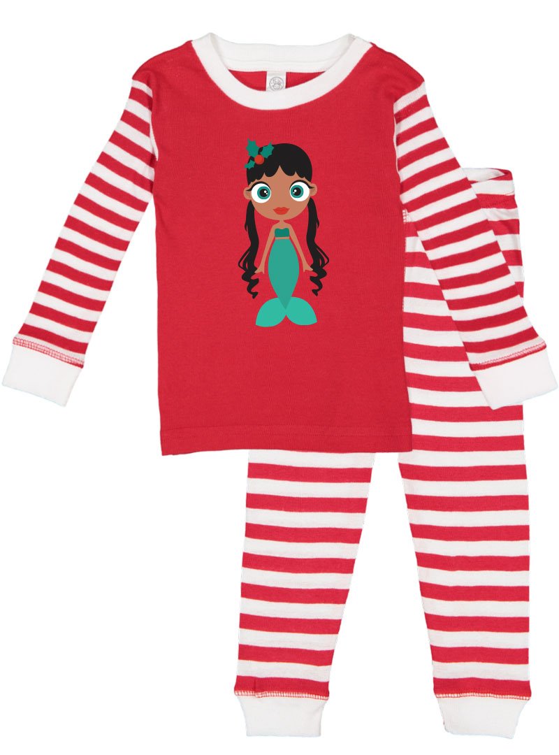 Kritter Christmas Mermaid Infant/Toddler Pajamas featuring a festive mermaid design in vibrant colors, perfect for holiday wear.