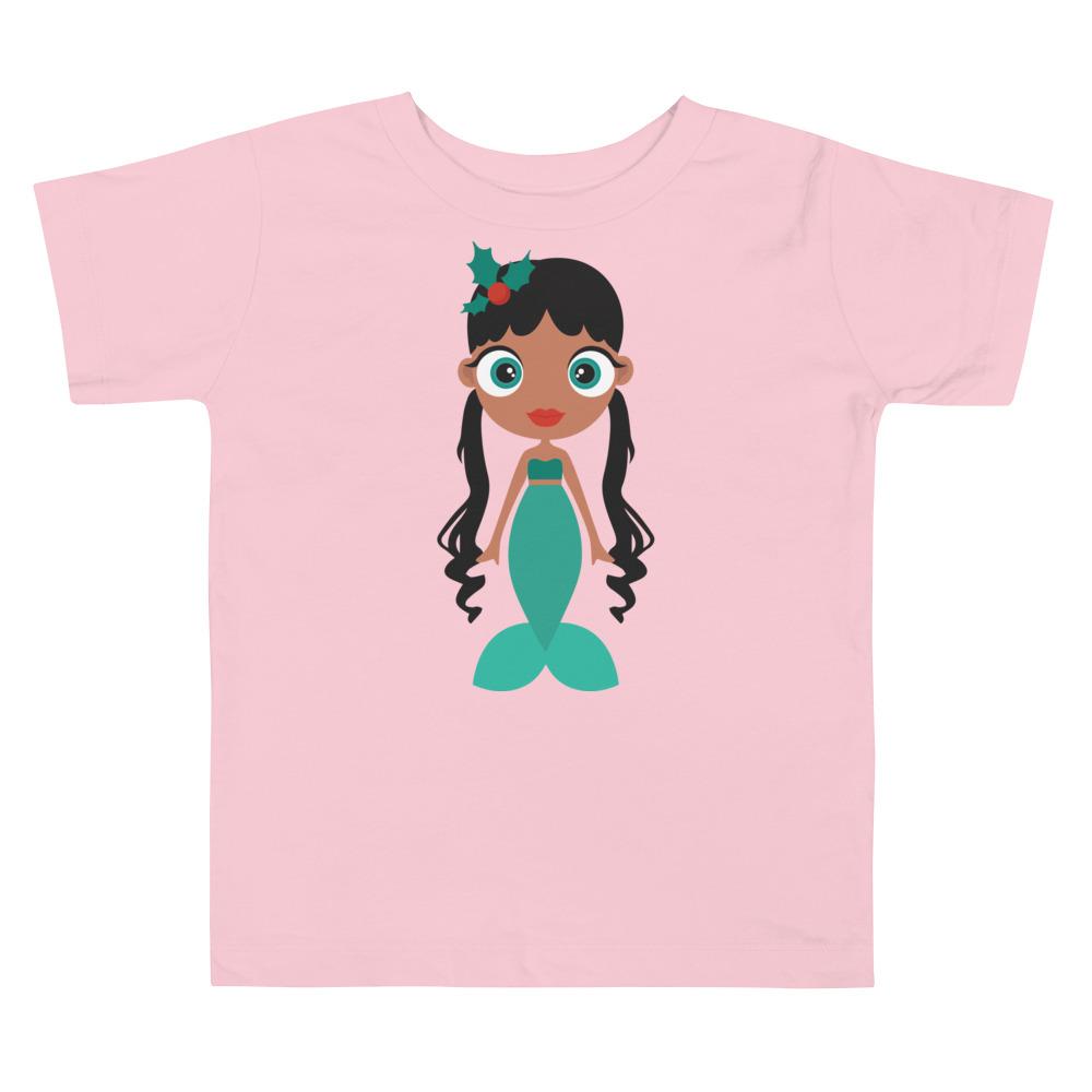 Kritter Christmas Mermaid Toddler T-shirt featuring a colorful mermaid design on soft cotton fabric.