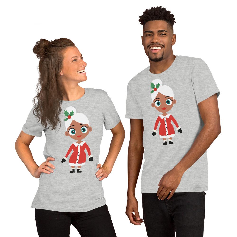 Kritter Christmas Mrs Claus Adult Unisex T-Shirt in festive red with white print, showcasing a playful holiday design.