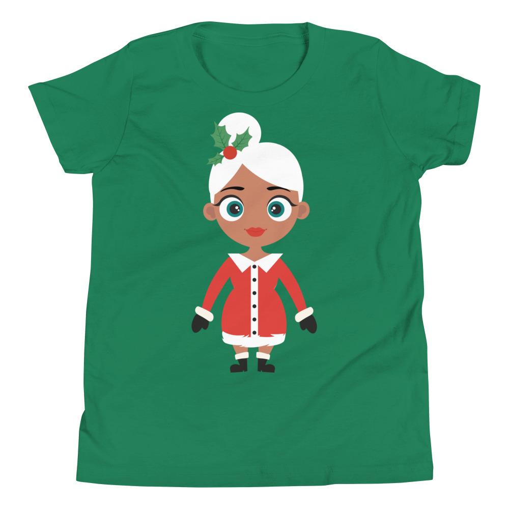 Kritter Christmas Mrs Claus Kids T-Shirt in soft jersey cotton, featuring a festive design perfect for holiday celebrations.
