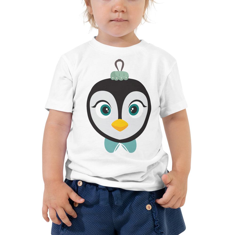 Kritter Christmas Penguin Ornament Toddler T-shirt featuring a cute penguin design on a soft cotton fabric.