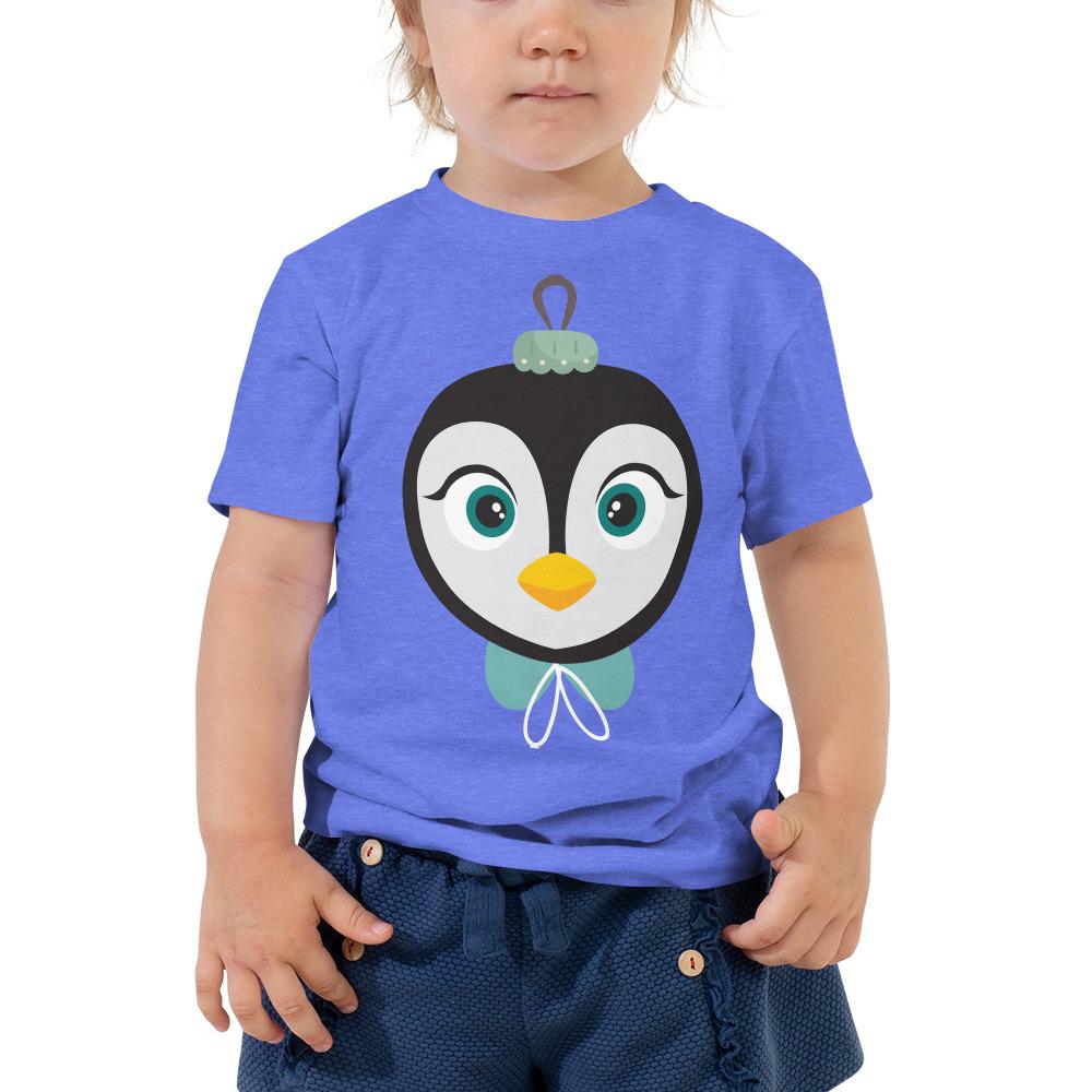 Kritter Christmas Penguin Ornament Toddler T-shirt featuring a cute penguin design on a soft cotton fabric.