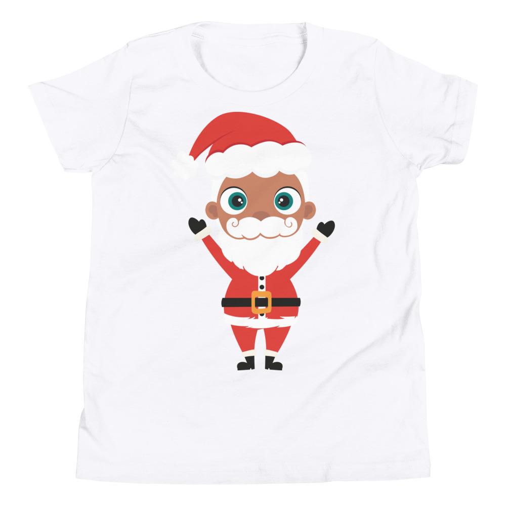 Kritter Christmas Santa Kids T-Shirt featuring a festive Santa design, made from soft jersey cotton, available in various sizes.
