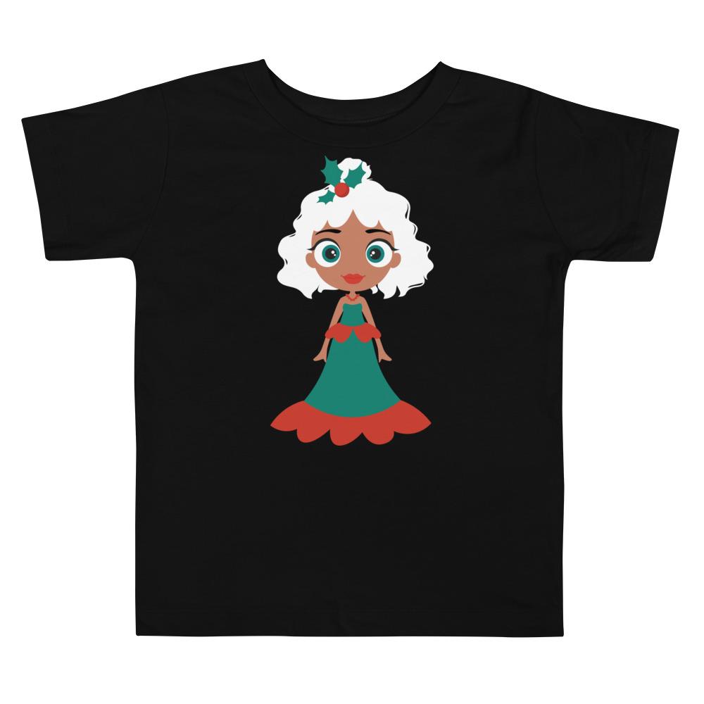 Kritter Christmas Snow Princess Toddler T-shirt featuring a festive design, made from 100% cotton with a relaxed fit.