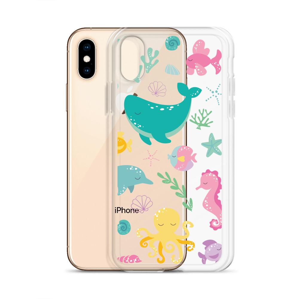 Kritter Mermaid Pattern iPhone Case showcasing a vibrant mermaid design with flexible TPU sides and a solid polycarbonate back.