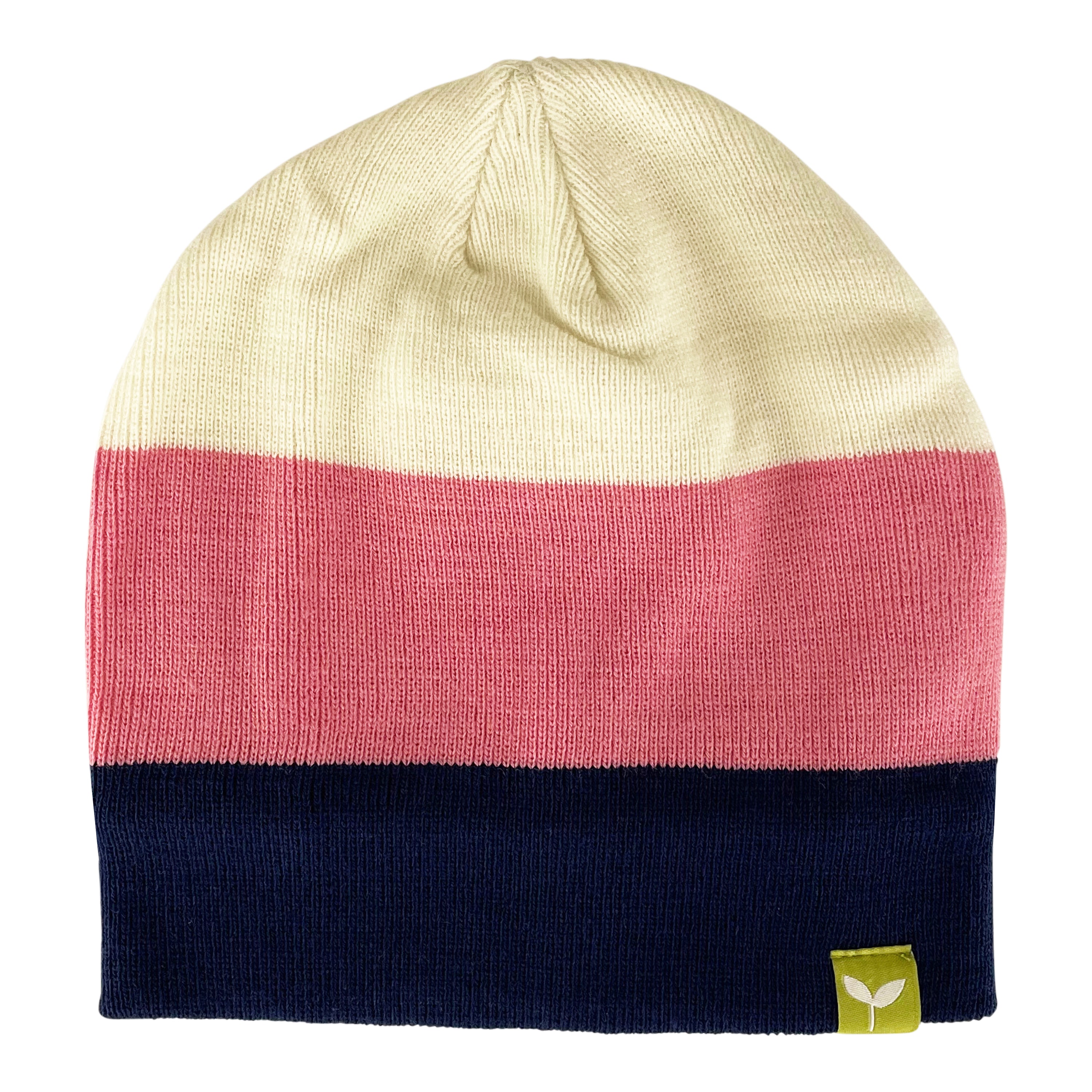 A cozy Kids Fleece Lined Standard Beanie in vibrant colors, featuring a soft fleece lining and a custom woven label, perfect for winter wear.