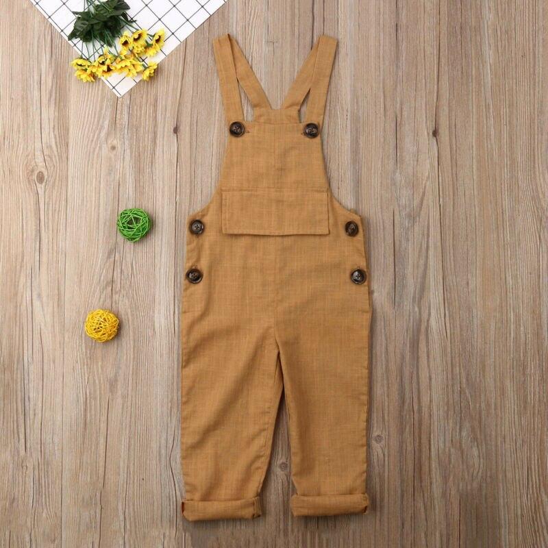 A stylish Linen Jumpsuit for Kids made from 100% European linen, featuring coconut buttons and available in various colors.