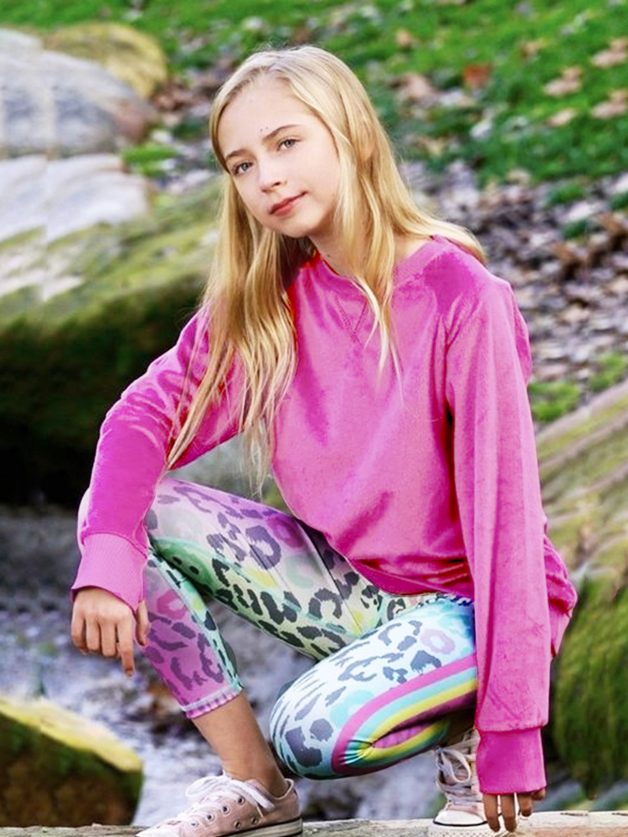 Orchid Minky Crewneck Sweatshirt showcasing its plush fabric and stylish design, perfect for casual wear.