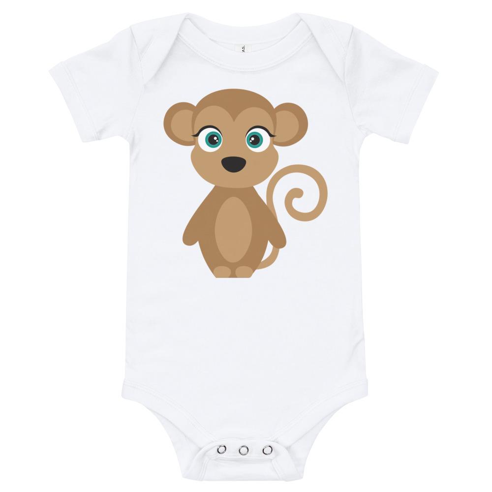 Adorable Monkey Kritter Onesie made from soft cotton, featuring an envelope neckline and snap leg closure, perfect for babies.