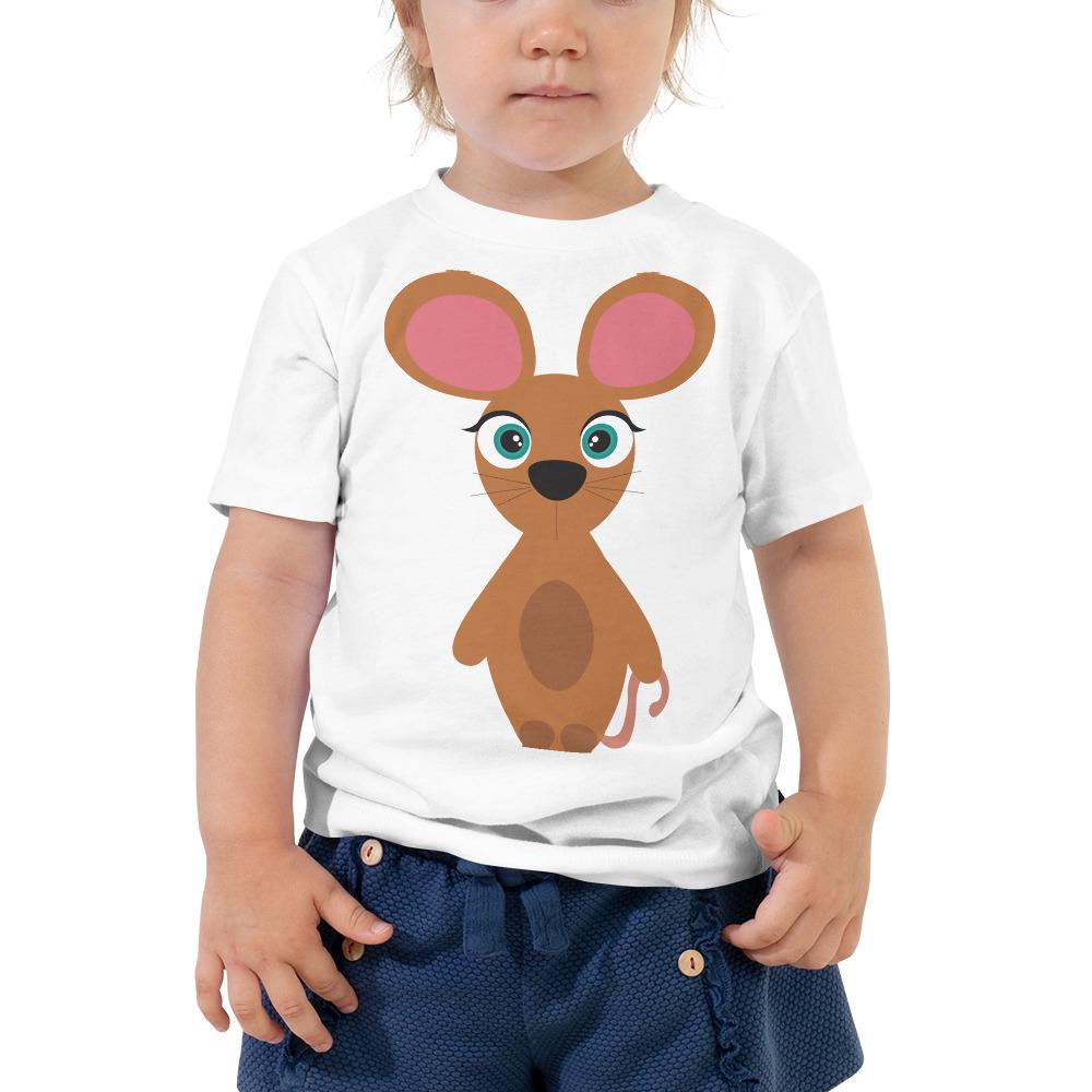A cute Mouse Kritter Toddler T-shirt made of 100% cotton, featuring a playful mouse design, perfect for young children.