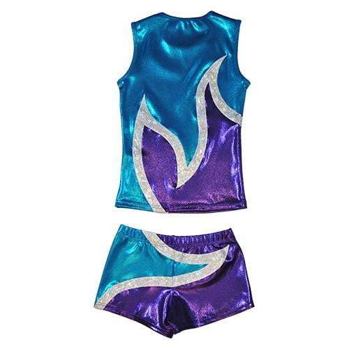 Obersee Cheer Dance Tank and Shorts Set in Anya Turquoise, featuring a shiny metallic finish and a comfortable design for young athletes.