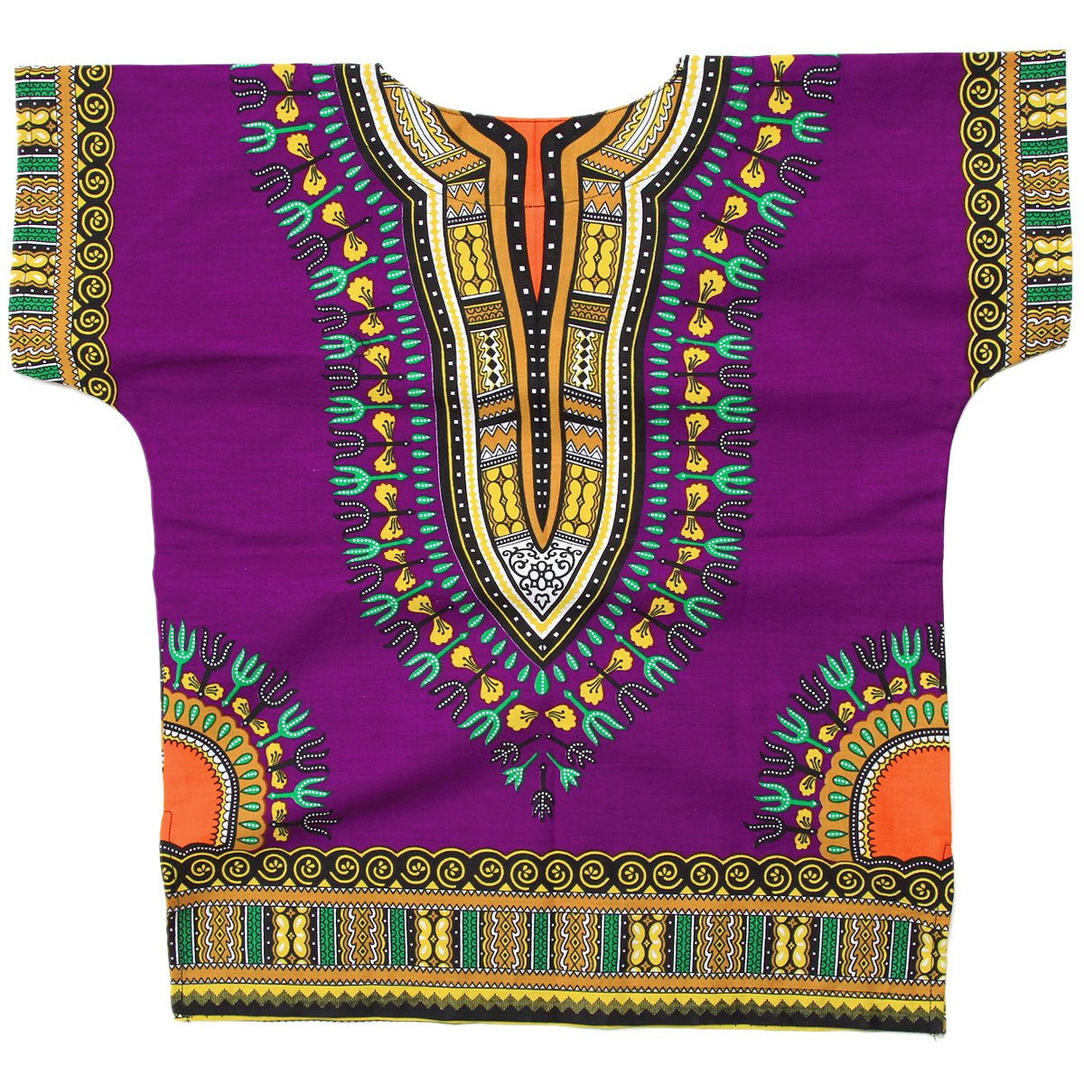 A vibrant OUTDOOR Children Dashiki Suit featuring a colorful traditional design, consisting of a shirt and shorts made from soft cotton, perfect for kids.