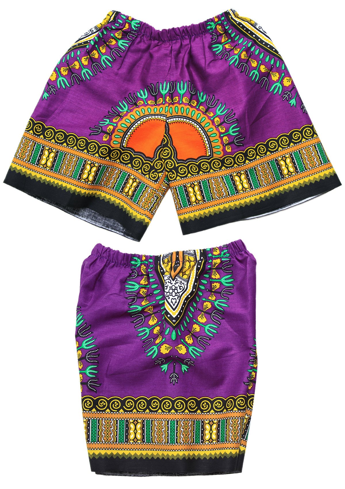A vibrant OUTDOOR Children Dashiki Suit featuring a colorful traditional design, consisting of a shirt and shorts made from soft cotton, perfect for kids.