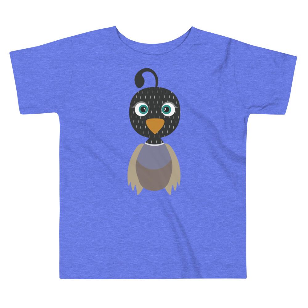 Quail Kritter Toddler T-shirt in soft cotton with a cute quail design, perfect for young children.