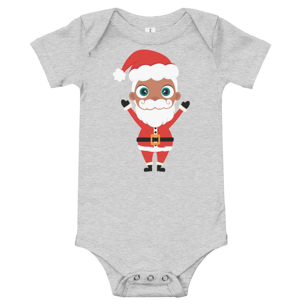 Santa Claus Kritter Christmas Baby Bodysuit in soft cotton, featuring a festive design with an envelope neckline and snap closures.