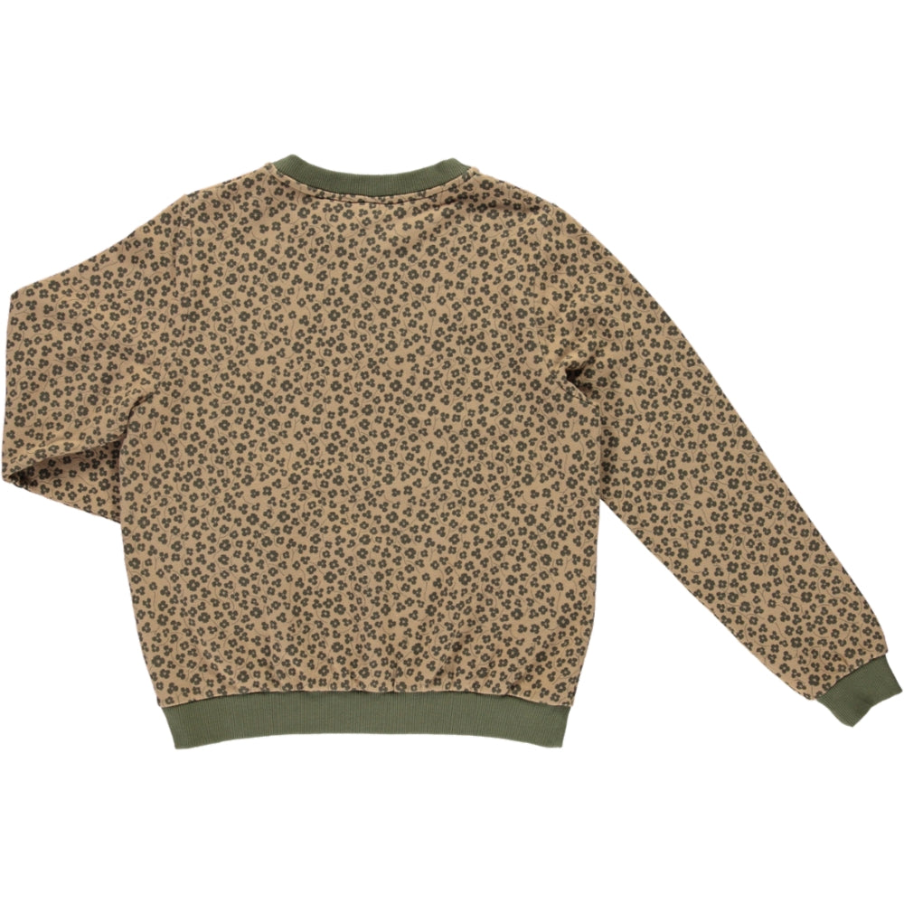 Women's Sweatshirt Alaska featuring a camel floral print, made from organic cotton fleece with ribbed cuffs and neck.