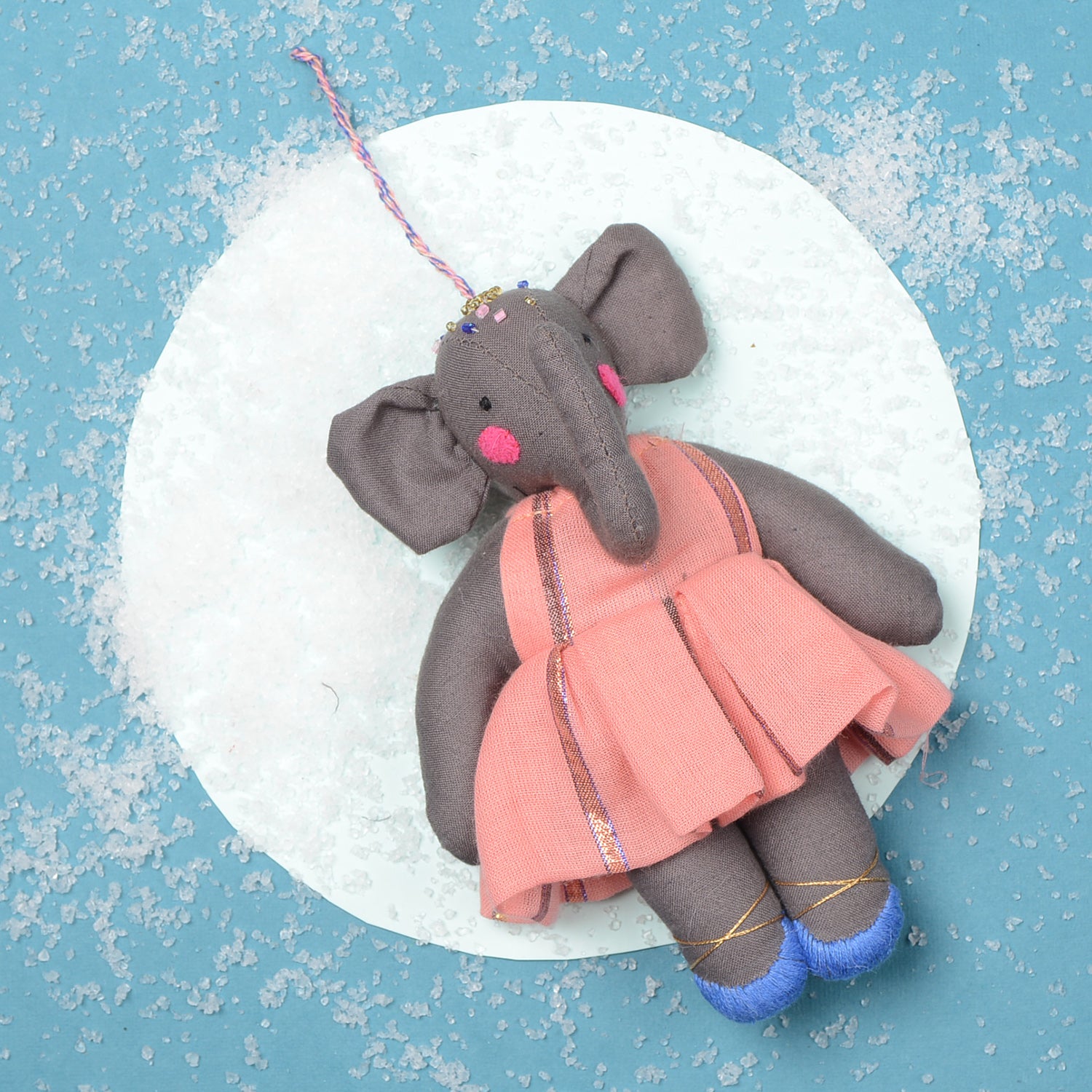 Kamal_01 handcrafted festival ornament made from upcycled waste fabric, featuring vibrant colors and intricate designs.