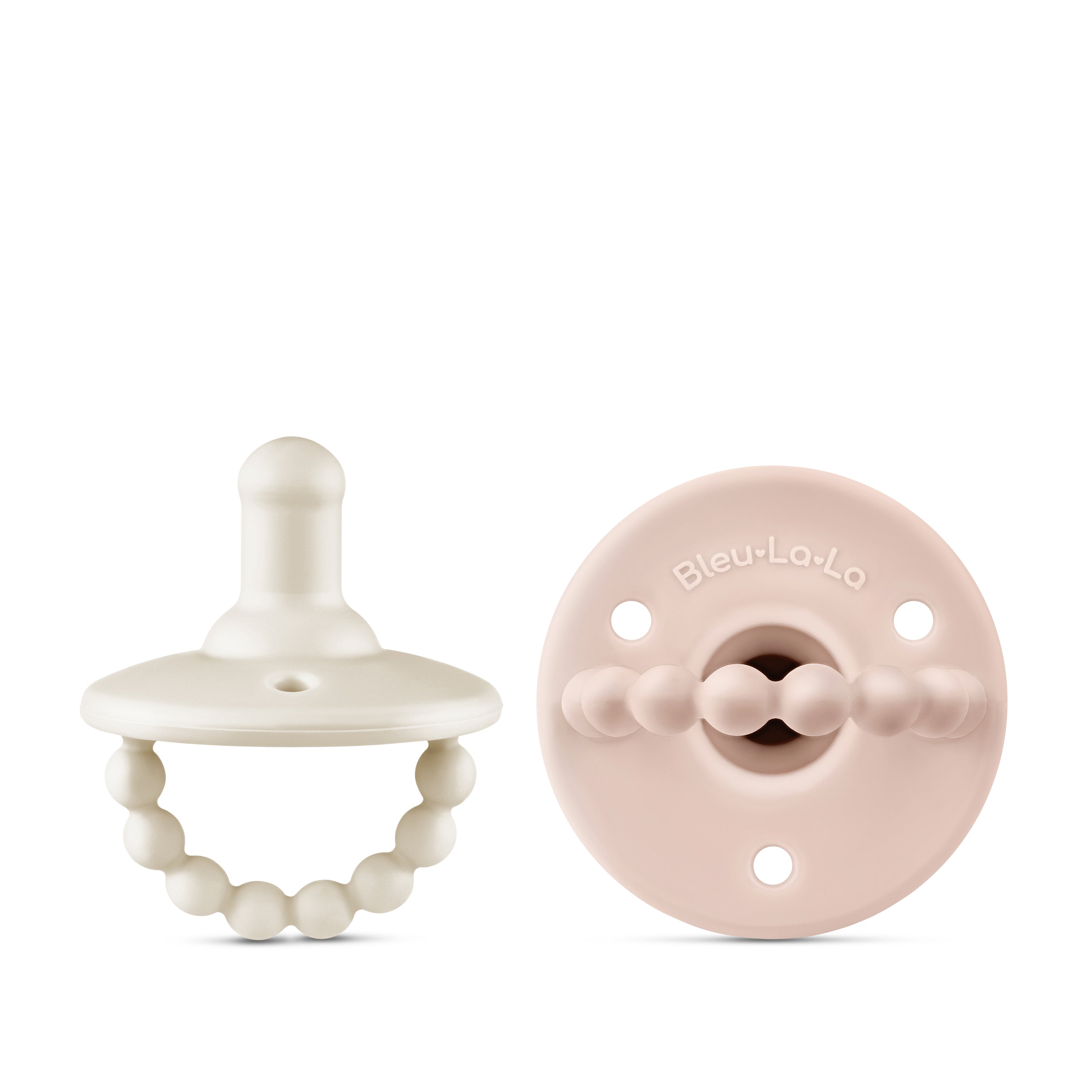 Lulubabe Pacifier set featuring adorable designs in soft colors, made from medical-grade silicone for safety and comfort.