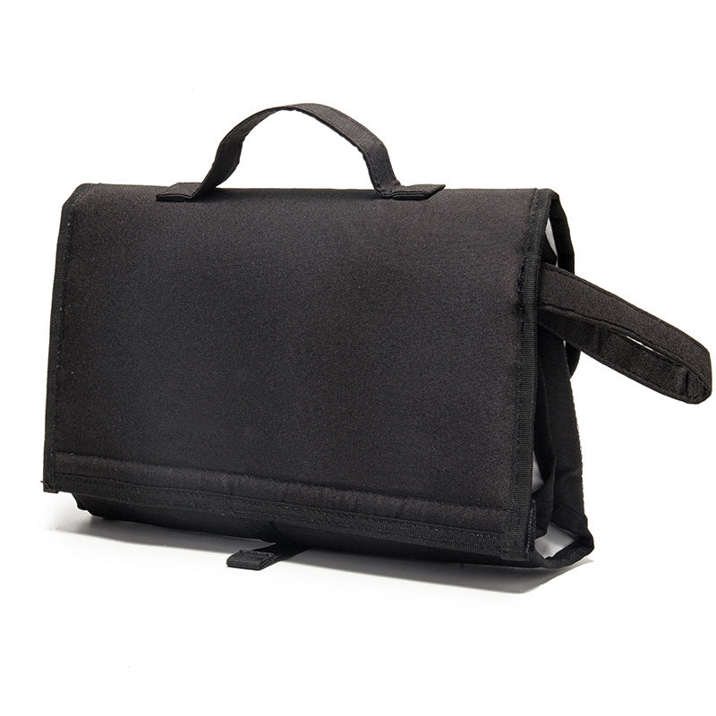 Multifunction Travel Waterproof Portable Diaper Change Pad in stylish design, featuring multiple pockets for organization and a waterproof surface.