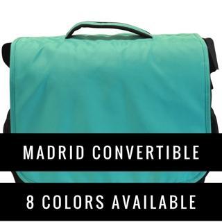 Obersee Madrid Diaper Messenger Bag in Viola, showcasing its spacious design, removable cooler pouch, and ergonomic changing mat.