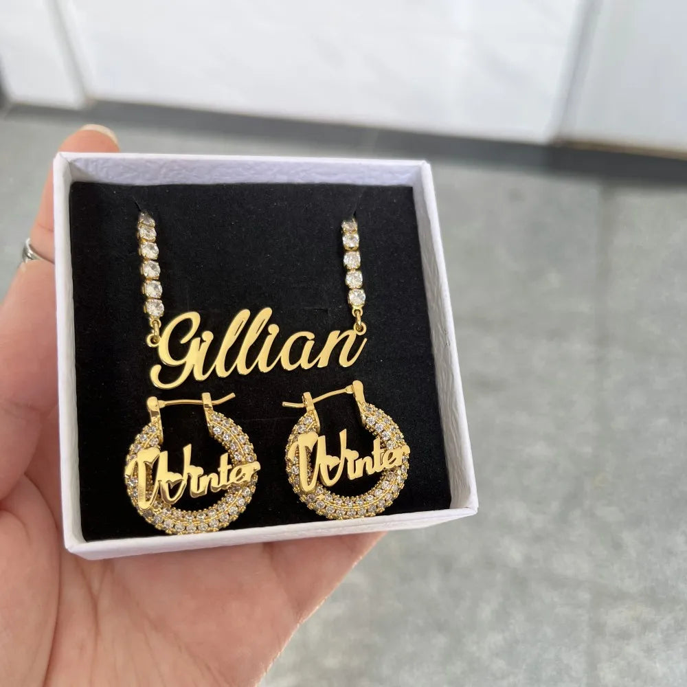 Cute mini personalized jewelry set featuring a heart design, made of stainless steel, includes necklace, earrings, and bracelet in gold, silver, and rose gold.