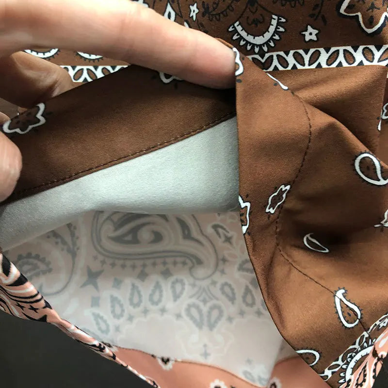 Ethnic Cashew Flower Casual Loose Men Short Set featuring a vibrant print, short sleeves, and drawstring shorts, perfect for summer wear.