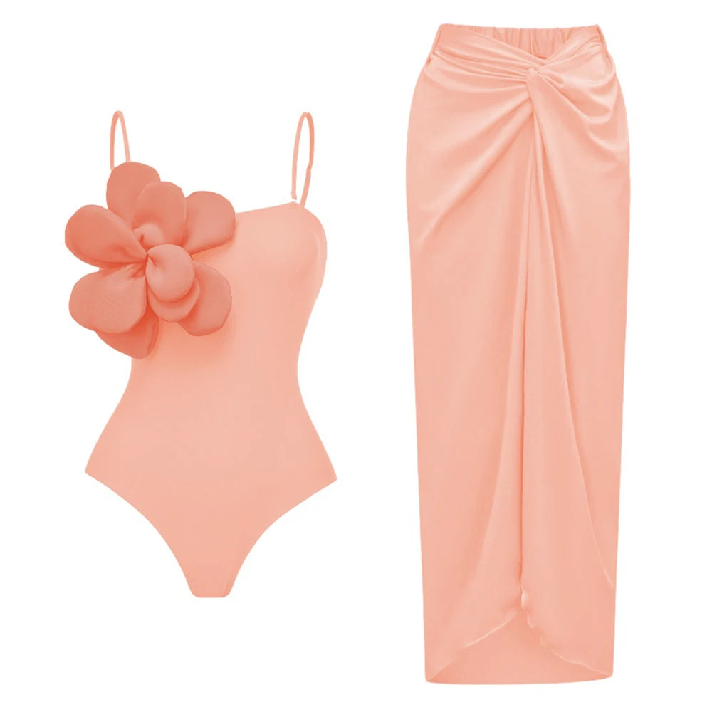 Hibiscus one piece swimsuit featuring a vibrant floral print, designed for women, perfect for summer beach outings.