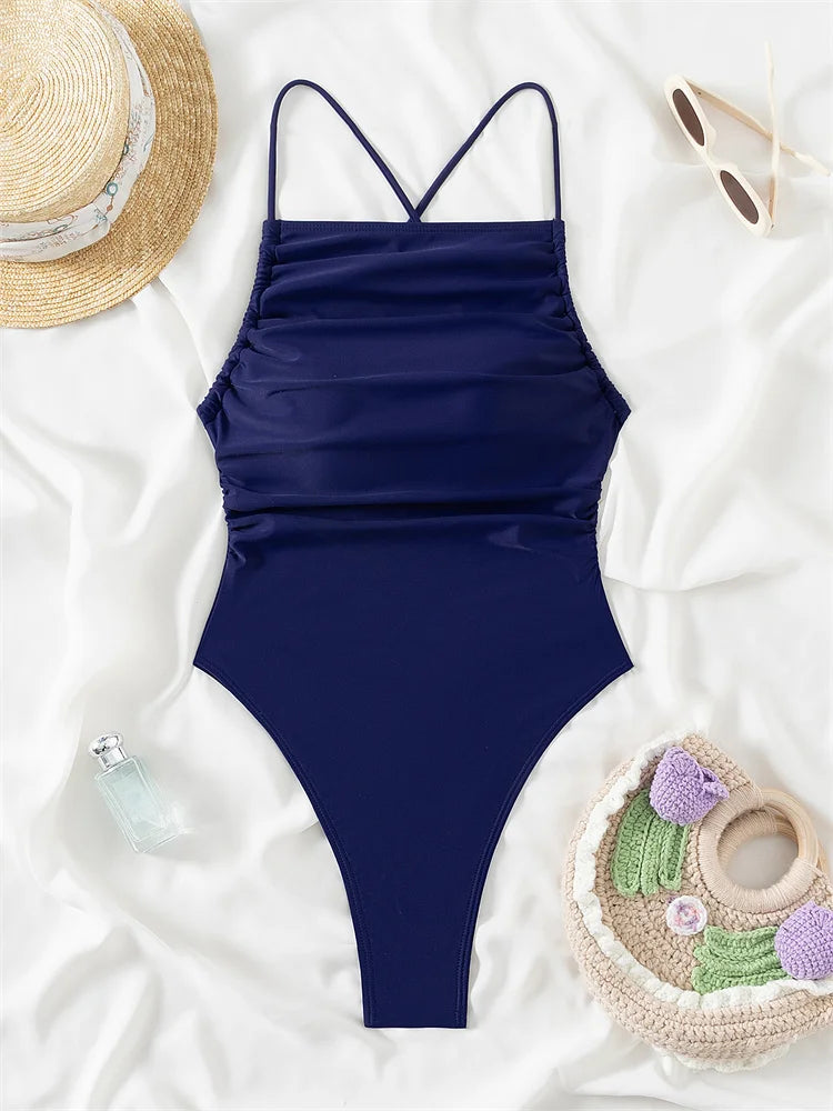 Lacy one piece swimsuit in various colors, showcasing its stylish design and comfortable fit for women.