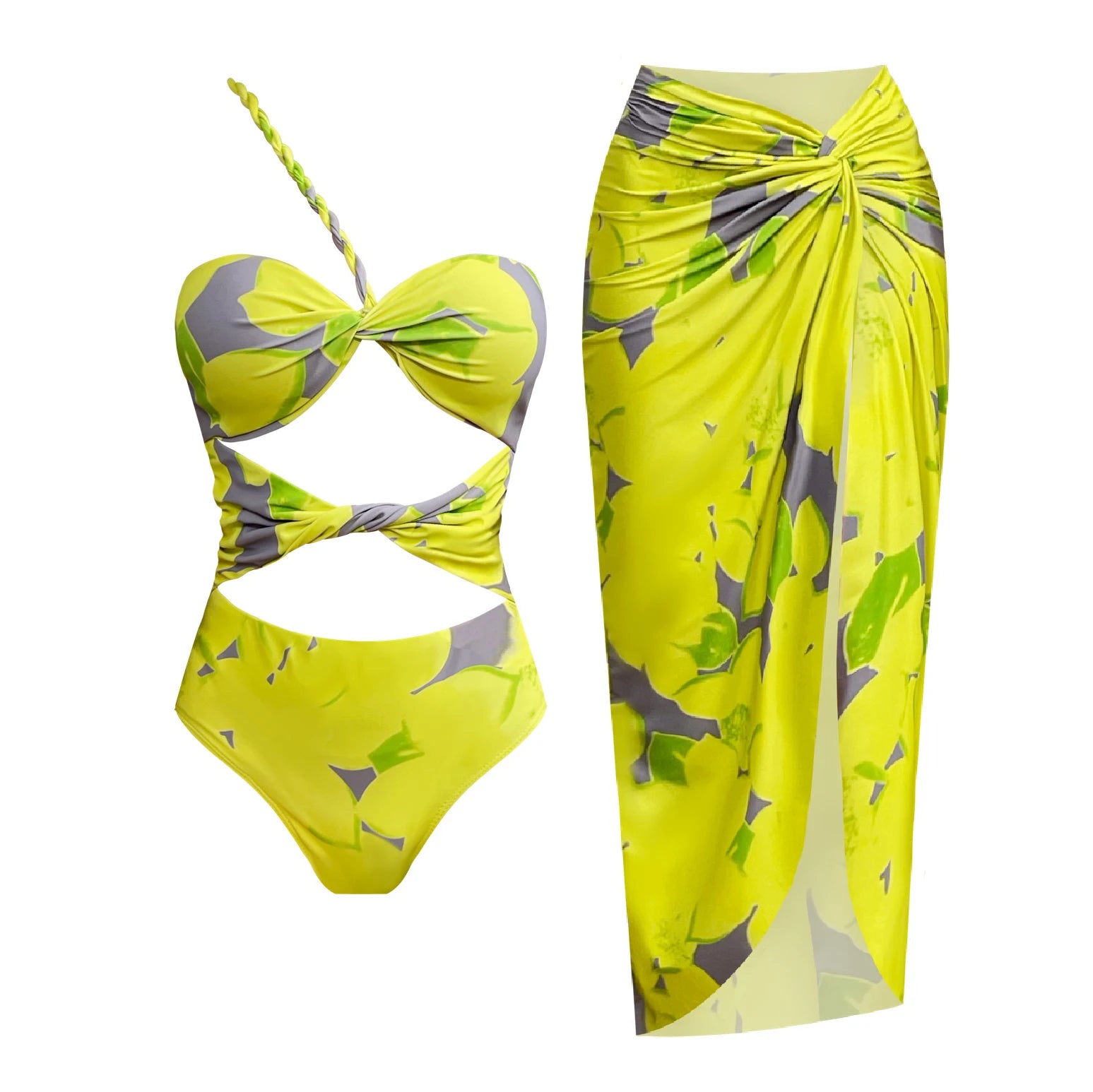 Rania one piece swimsuit featuring a stylish print design, made from spandex and polyester, ideal for women's swimwear.
