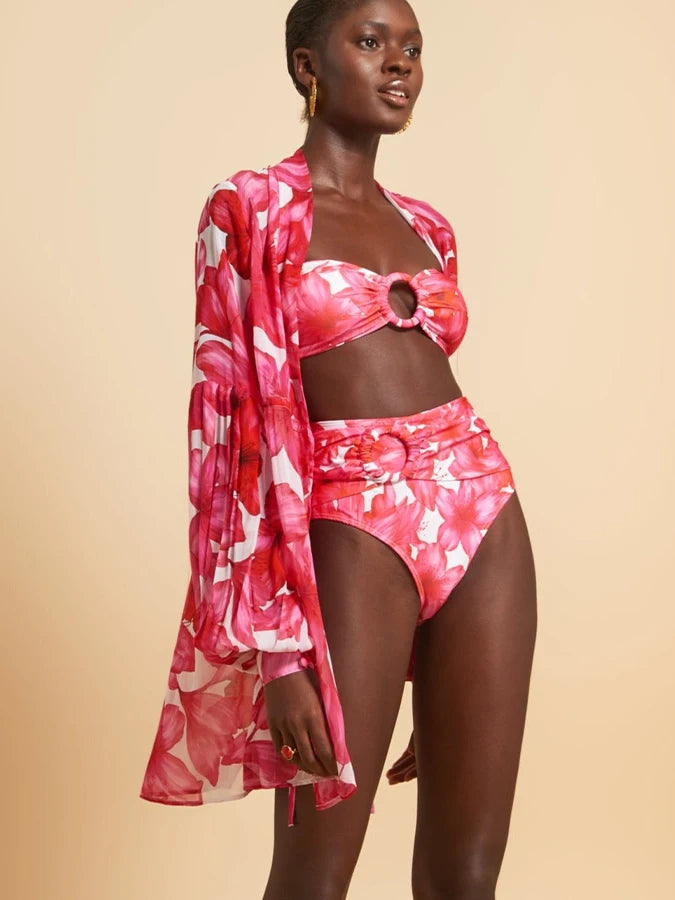 Summa vibe Girlie three piece swimsuit featuring vibrant print pattern, made from SPANDEX and POLYESTER for comfort and style.