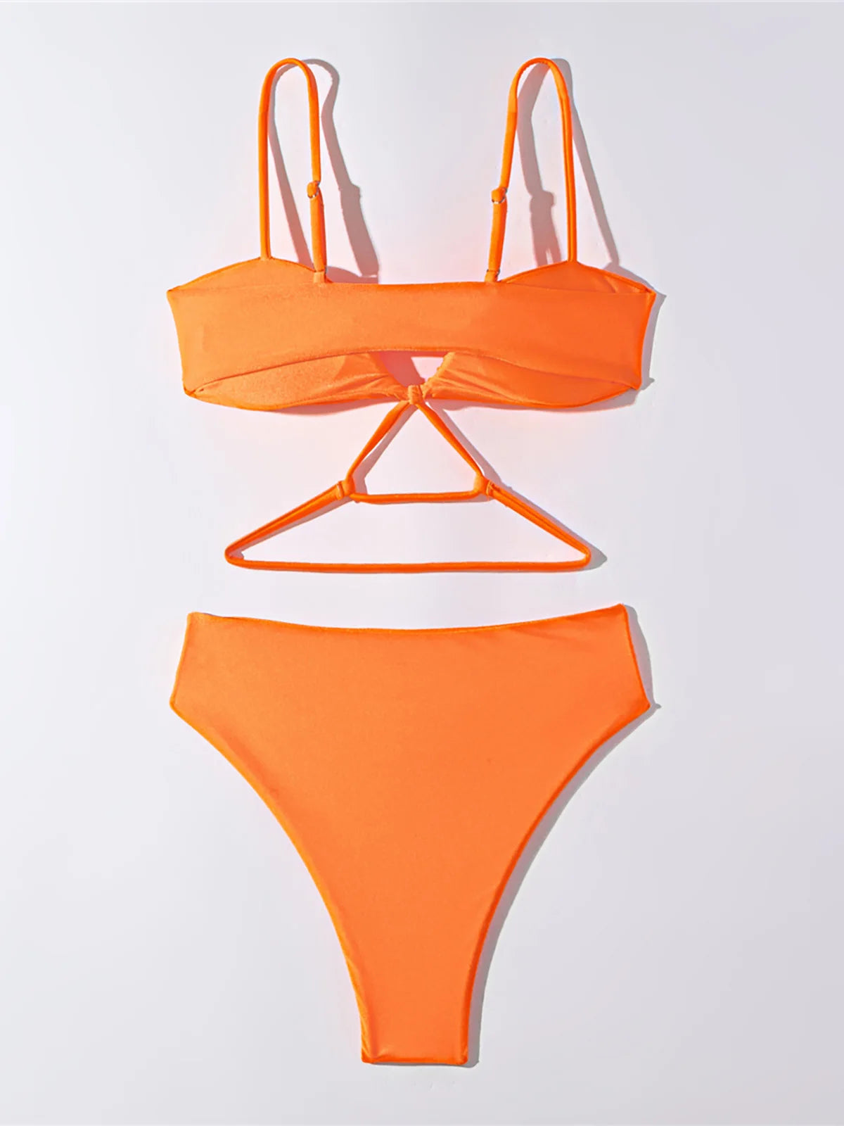 Tiki two piece swimsuit featuring a high waist design, made from nylon and spandex, perfect for beach outings.
