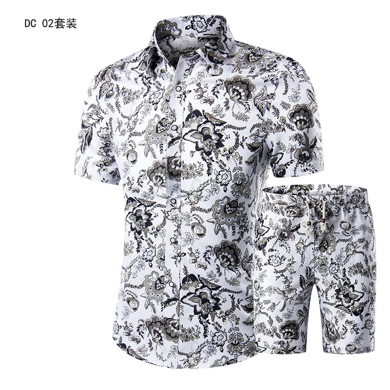 Trend Setter Men Beach Set featuring a stylish mandarin collar and short sleeves, perfect for summer beach outings.
