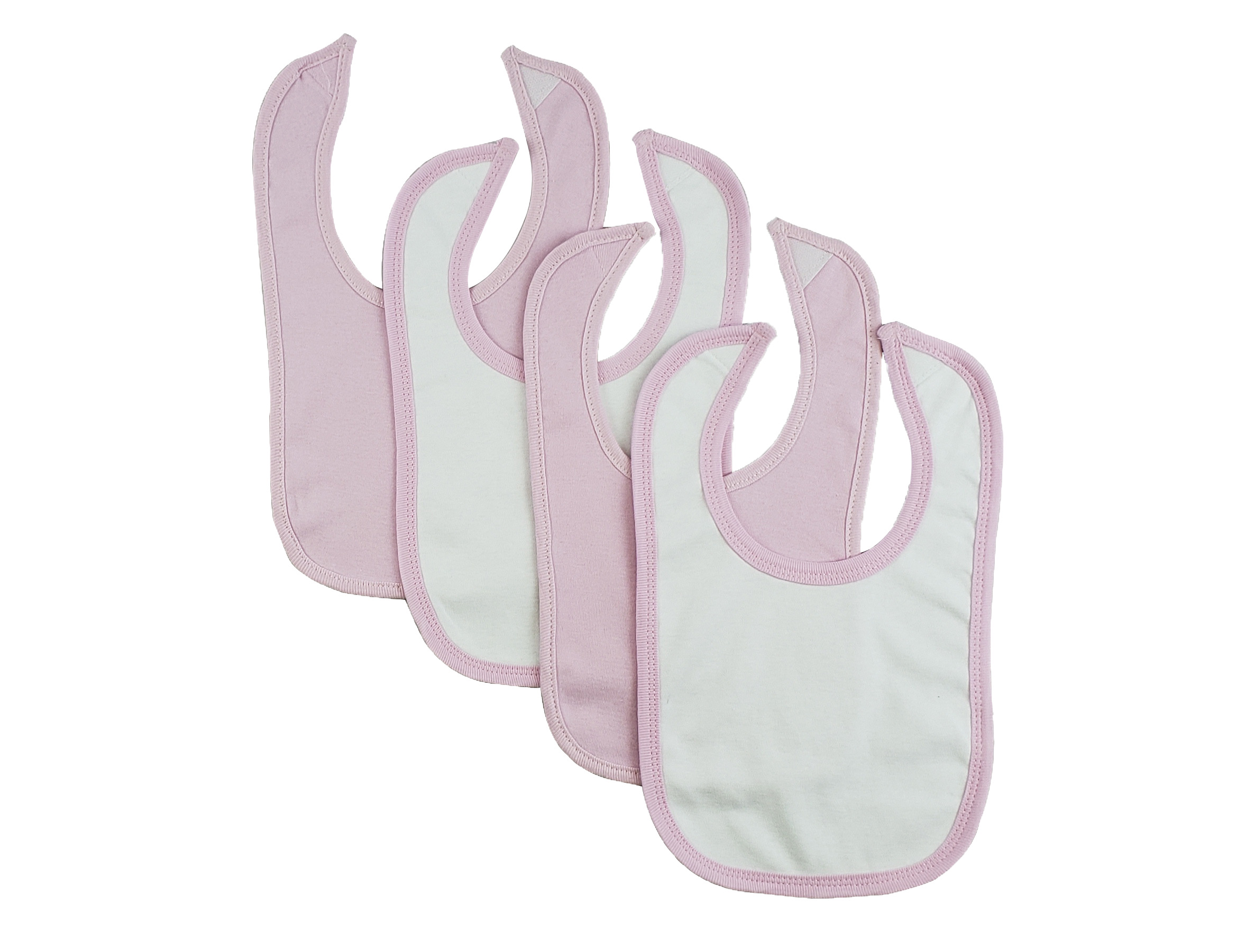Set of 4 colorful baby bibs with hook and loop fasteners, designed for easy cleaning and comfort during feeding.