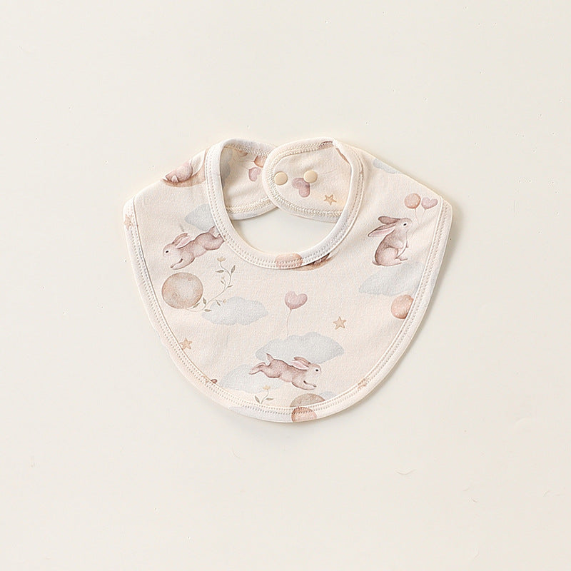 Adorable Cartoon Cotton Snap-on Bib in various colors with cute animal patterns, designed for babies aged 0-1 year.