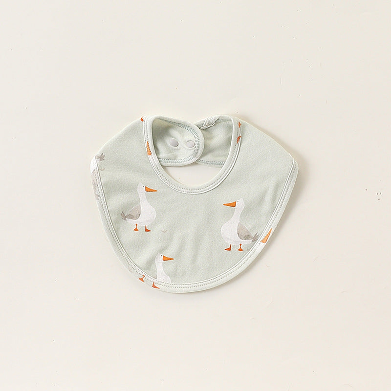 Adorable Cartoon Cotton Snap-on Bib in various colors with cute animal patterns, designed for babies aged 0-1 year.