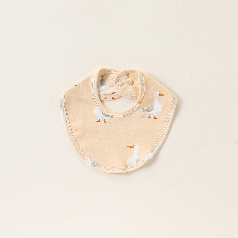 Adorable Cartoon Cotton Snap-on Bib in various colors with cute animal patterns, designed for babies aged 0-1 year.