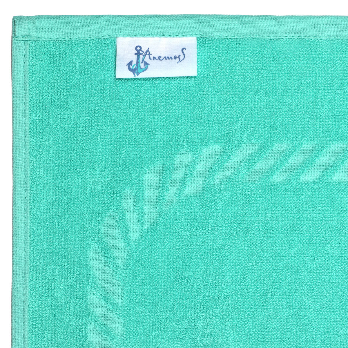 Mintgrünes Anemoss Sailor Knot Strandhandtuch aus 100% türkischer Baumwolle, 70x140 cm, weich und saugfähig.