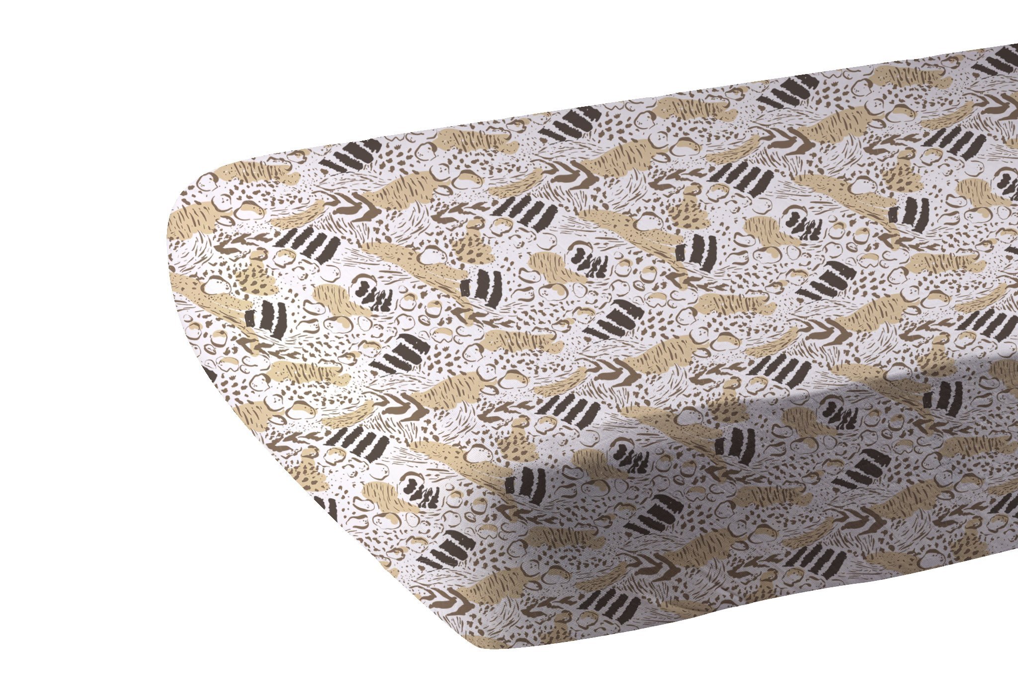 Animal Print Bamboo Muslin Crib Sheet featuring playful animal designs, soft texture, and breathable fabric, perfect for a baby's crib.