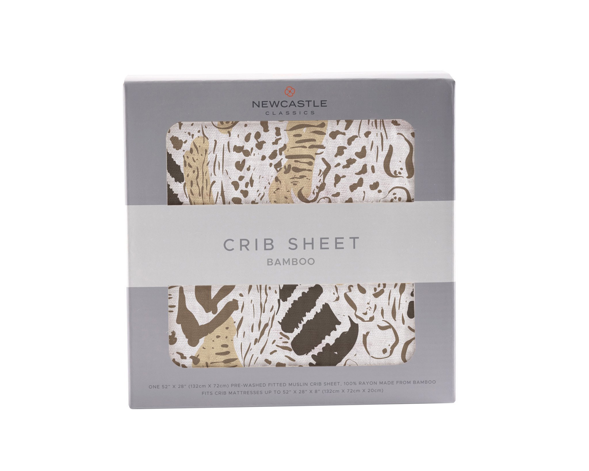Animal Print Bamboo Muslin Crib Sheet featuring playful animal designs, soft texture, and breathable fabric, perfect for a baby's crib.