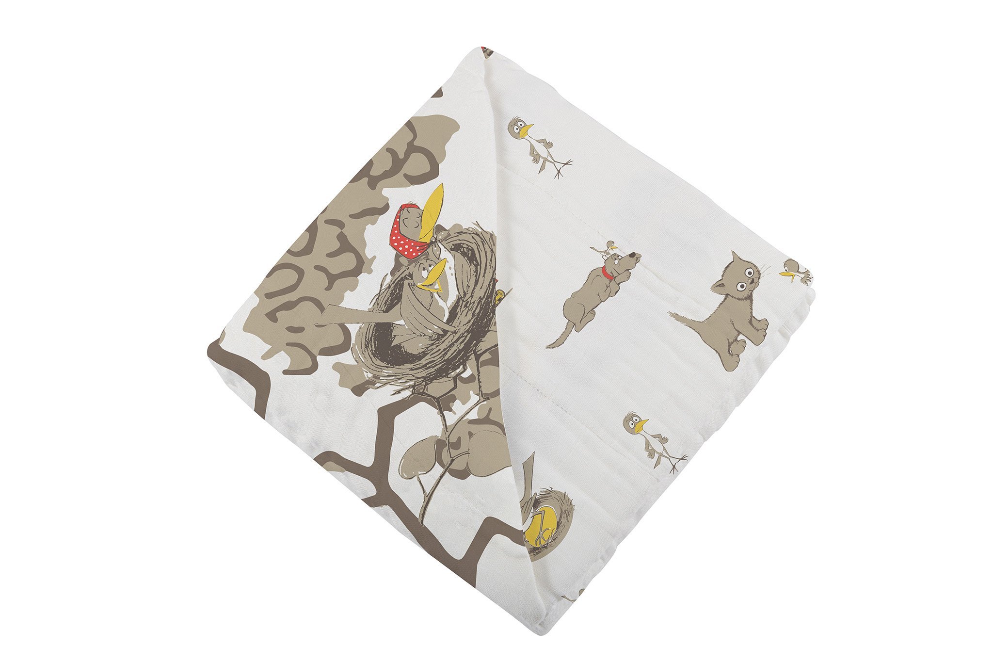 Are You My Mother? Bamboo Muslin Newcastle Blanket featuring soft, breathable fabric with charming illustrations, perfect for children.