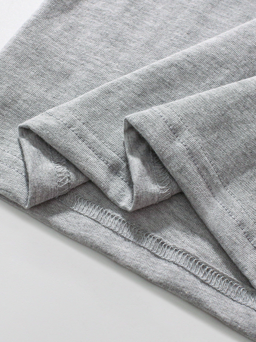 Grey long sleeves t-shirt for kids featuring a cartoon vehicle pattern, made from soft cotton material, suitable for spring and autumn wear.