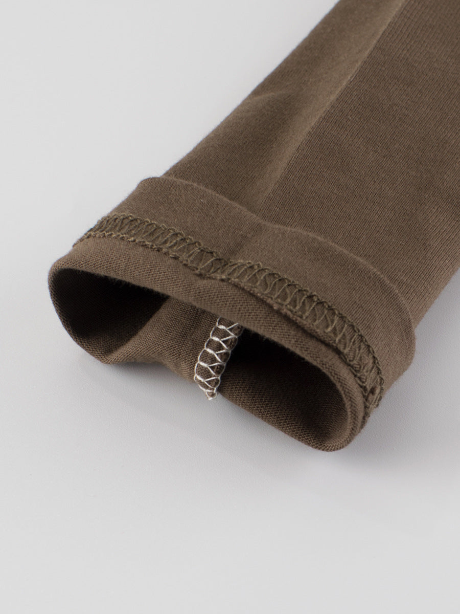 Autumn Baby Boys outfit featuring dinosaur and letter prints in color patchwork design, made from soft cotton material.