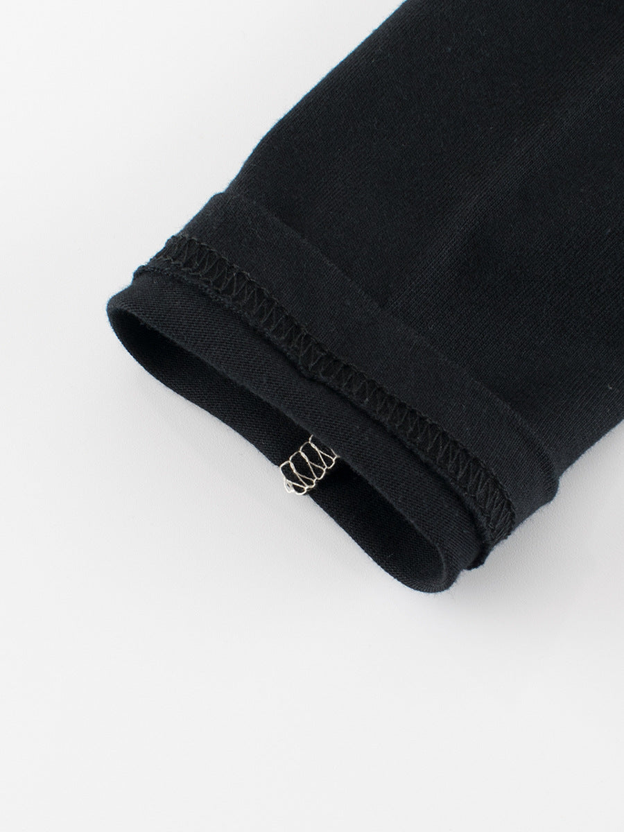 Autumn Baby Boys Long Sleeves Crew Neck shirt featuring letters print and color patchwork design, perfect for stylish toddlers.