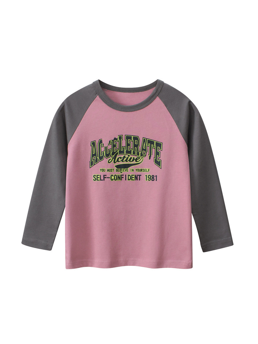 Autumn Baby Boys Long Sleeves Crew Neck in pink and blue with letters print design, perfect for stylish toddlers.