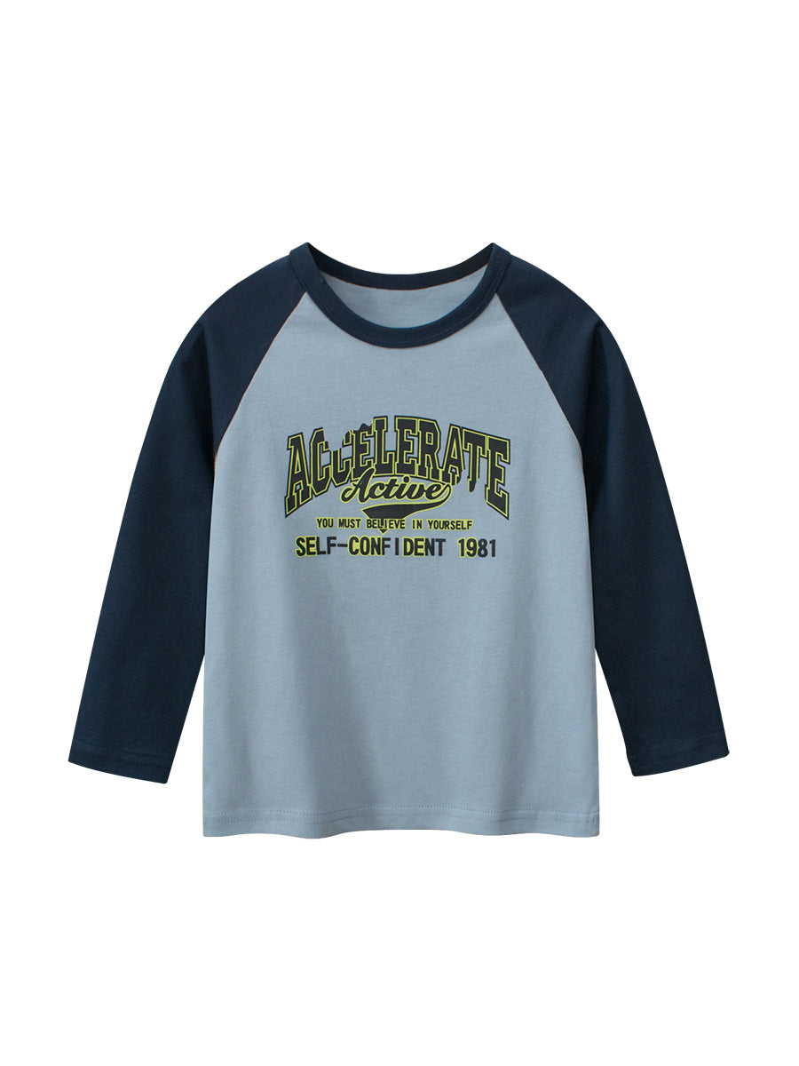 Autumn Baby Boys Long Sleeves Crew Neck in pink and blue with letters print design, perfect for stylish toddlers.