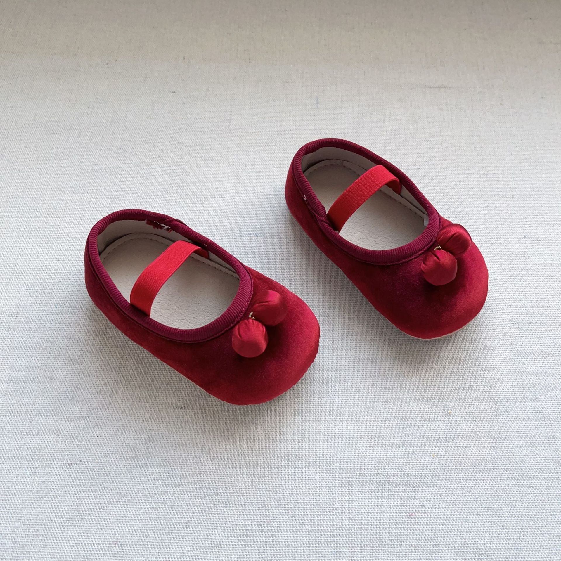 Autumn Baby Girl Vintage Design Toddler shoes featuring double-cherry pattern in various colors.