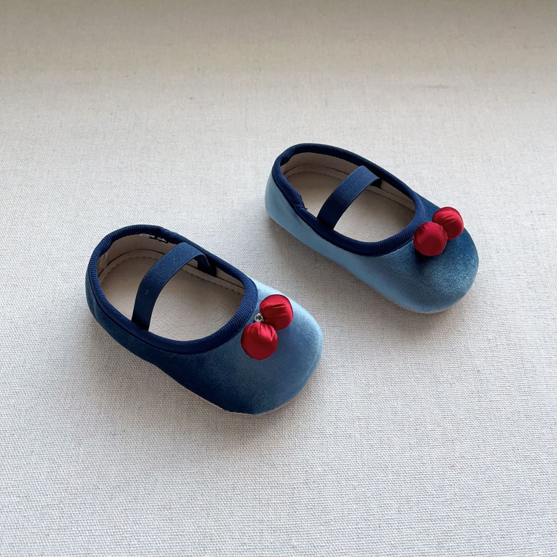 Autumn Baby Girl Vintage Design Toddler shoes featuring double-cherry pattern in various colors.