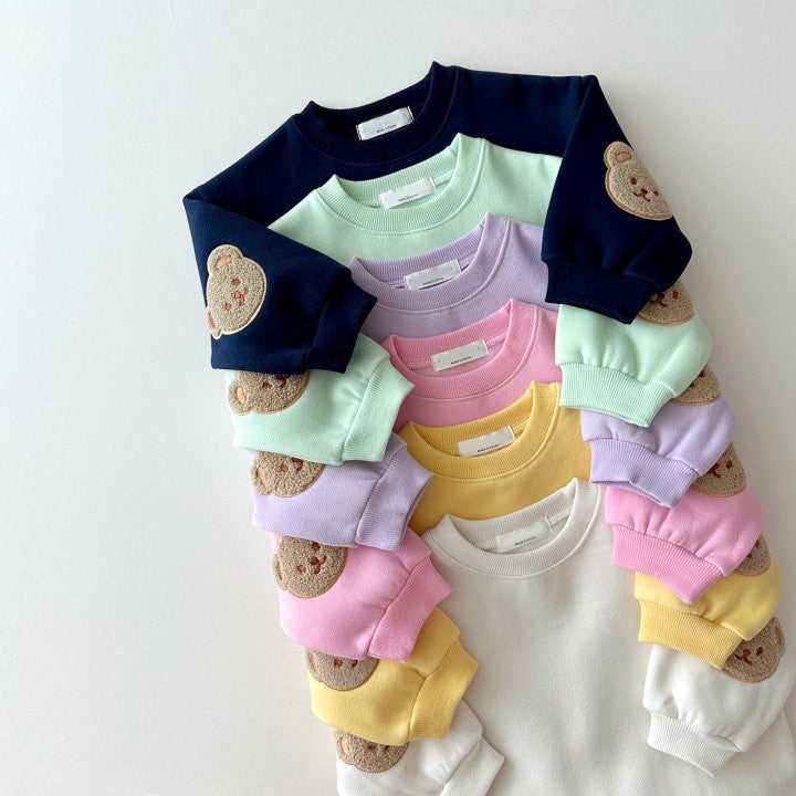 Autumn Baby Kids Unisex Casual Teddy Bear Pattern Long Sleeves in various colors with a cute teddy bear design.